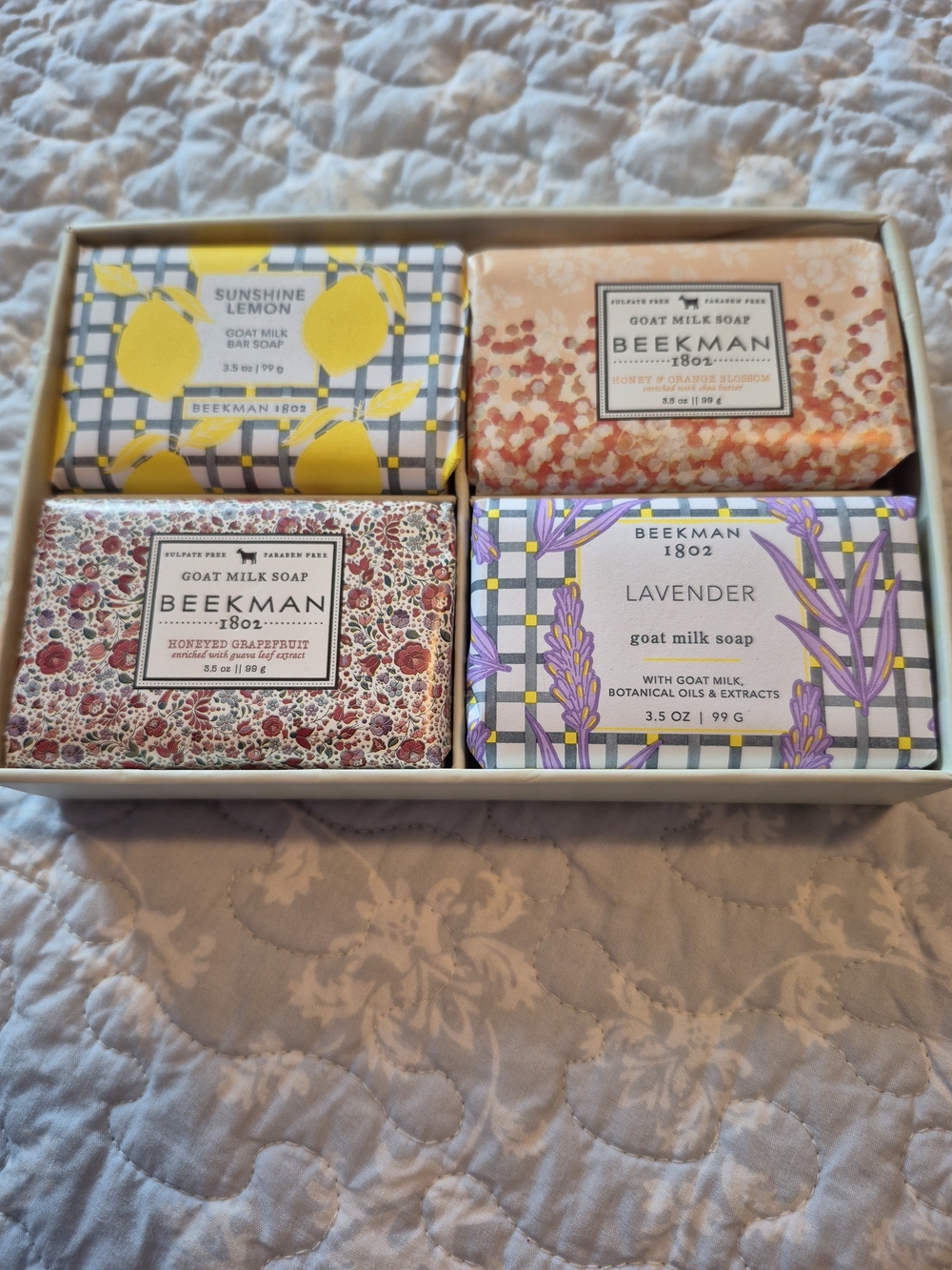 Beekman 1802 Goat Milk Soap Set — Yellow, Peach, Pink, Purple